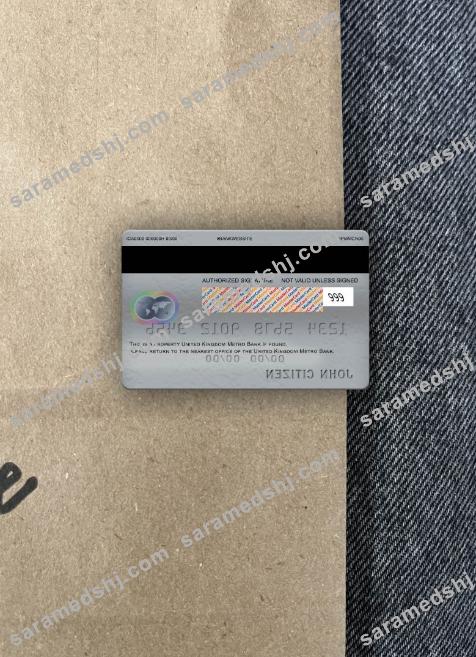 United Kingdom Metro Bank mastercard photolook back